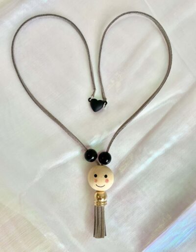 Handmade kids wooden doll necklace